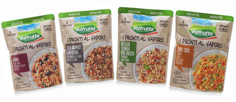 Valfrutta lancia i Pronti al Vapore: 4 mix speciali di cereali e vegetali  pronti da gustare